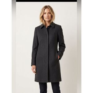 Harve Benard Women’s Classic Dark Gray Wool Coat Lined Size 8 Petite Tall